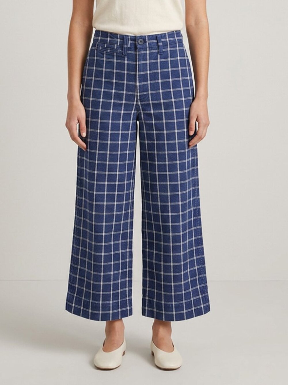 Madewell Plaid Stripe Flare Crop Pants